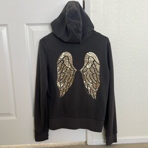 Victoria's Secret Grey & Gold Sequin Angel Hoodie